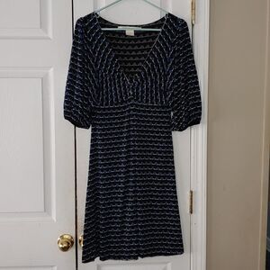 Max Studio  black and blue print dress Sz S
